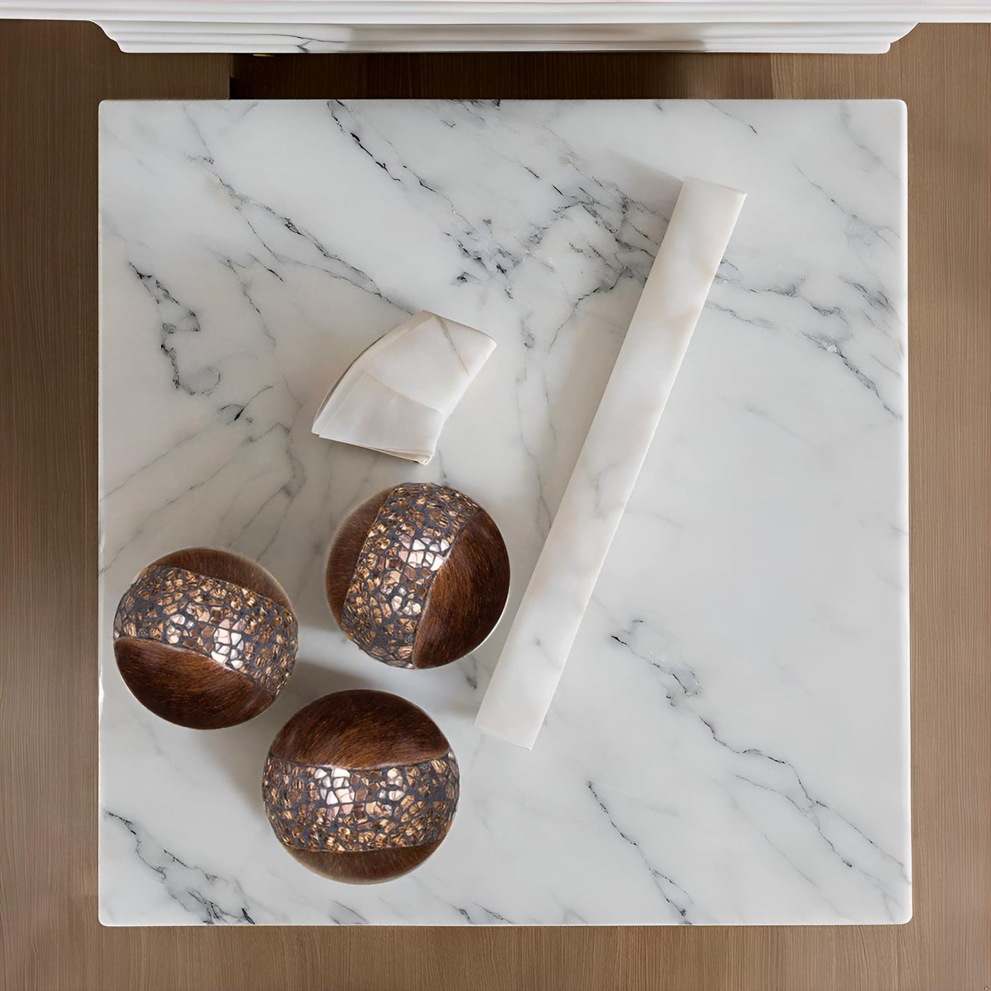 Creative Scents Schonwerk Brown Walnut Decorative Orbs for Bowls and Vase Fillers (Set of 3) Resin Sphere Balls for Living, Dining Room, Coffee Table Centerpiece Home Decor - Great Gift Idea