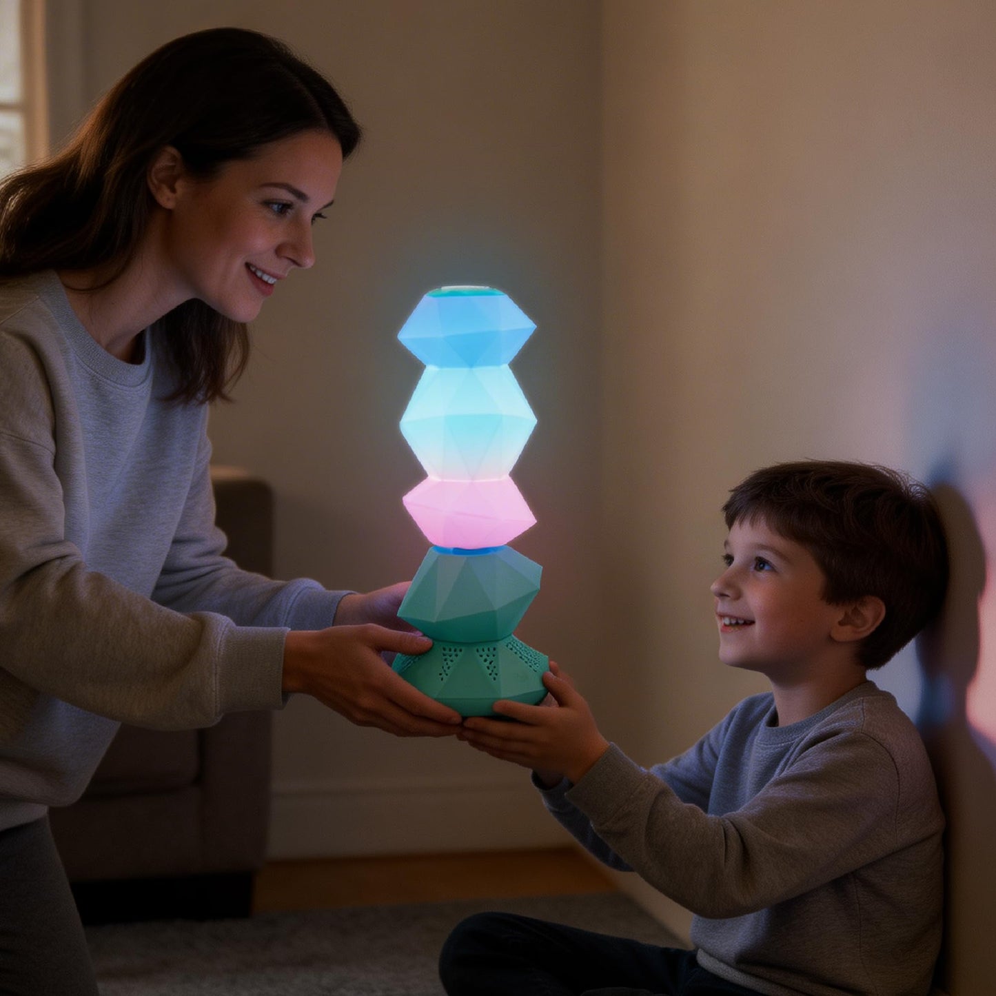 BITILLUM RGB Mood Lamp with Bluetooth Speaker, Rotating Ambient Night Light with Magic Wand Control, Dimmable Color Changing Aesthetic Lamp for Bedroom, Gaming Room, Desk & Teen Gifts