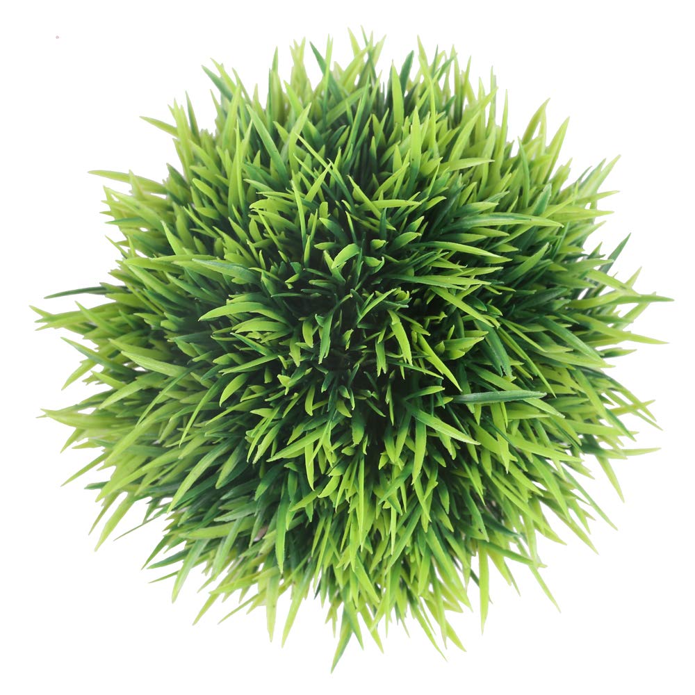Svenee Mini Artificial Plants, Plastic Fake Green Grass Faux Greenery Topiary Shrubs with Grey Pots for Bathroom Home Office Décor, House Decorations (1)