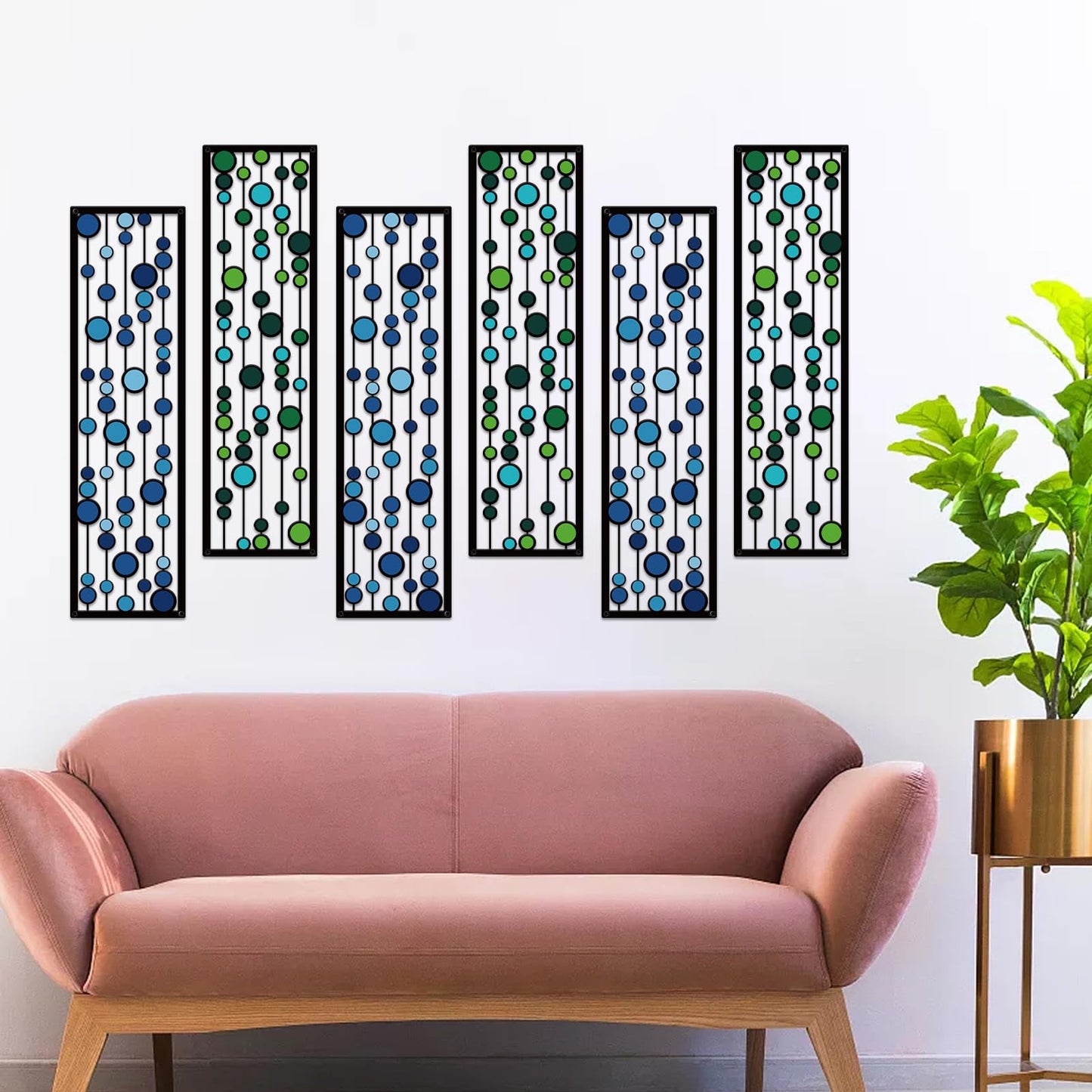 ShxTrade Geometric Metal Wall Decor, Modern Minimalist Geometric Wall Art 3D Abstract for Living Room Metal Wall Sculpture Hanging for Home Bedroom Office (Blue)