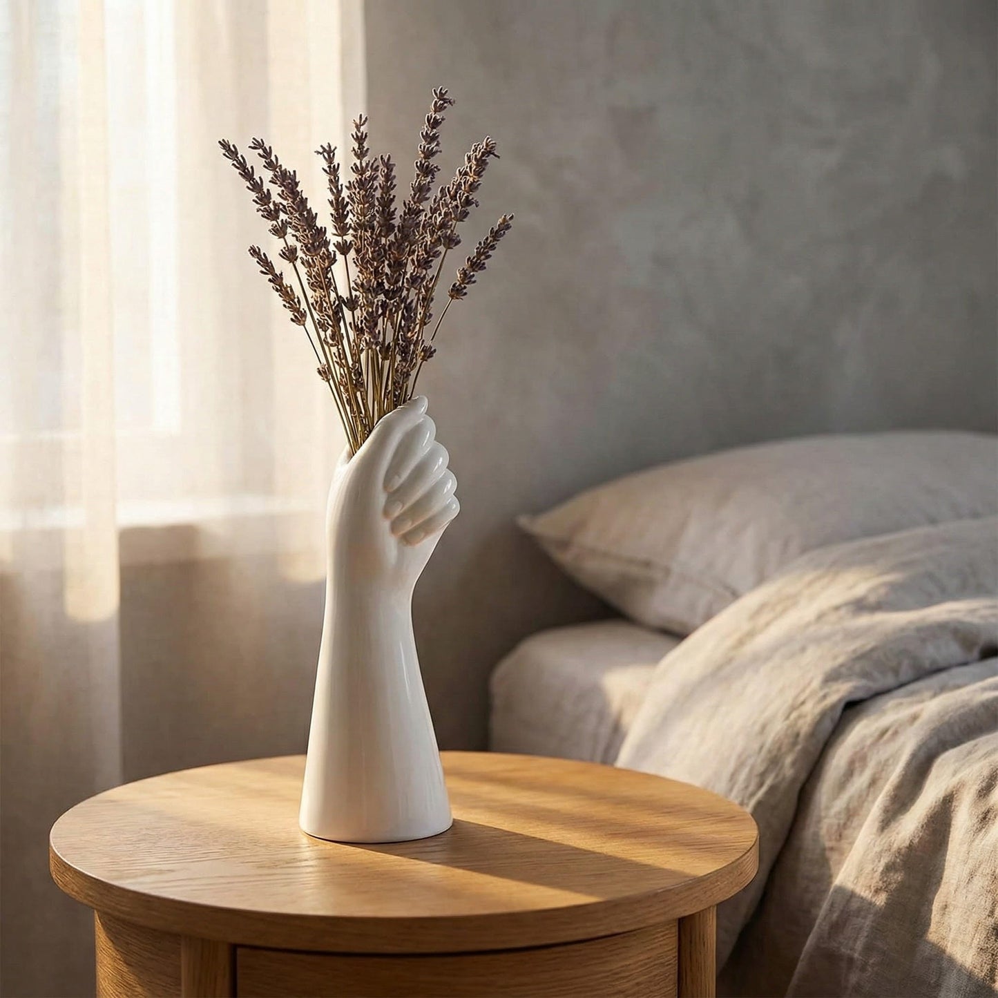 Unique Flower Vase - Mannequin Hand Ceramic Hand Vase, 9 Inch Modern Art White Arm Vase Unique for Dried Flowers, Unique Tabletop Decor for Home Office Desk