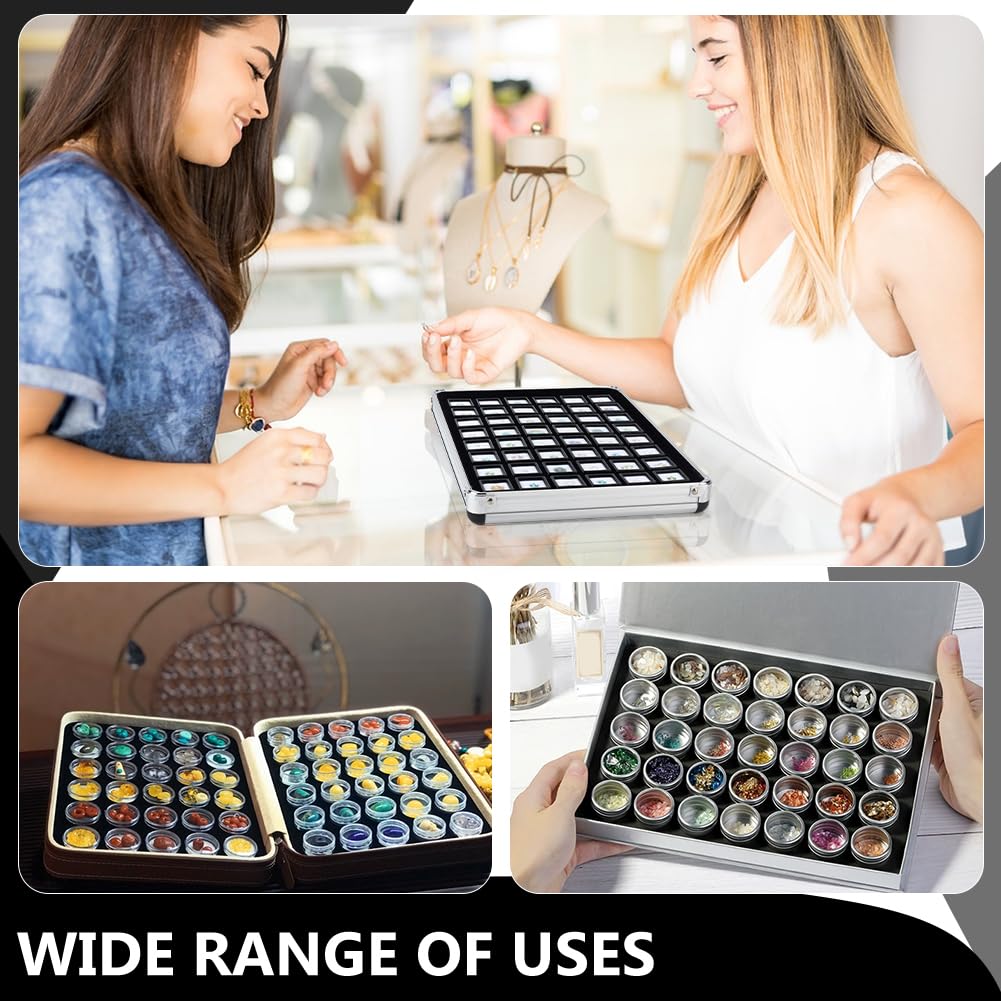PH PandaHall Gemstone Storage Box 48pcs Loose Diamond Displays Tray Aluminum Crystal Organizer Jar Gem Display Case Jewelry Containers Box with Foam Insert for Beads Rhinestone Jewelry Collection