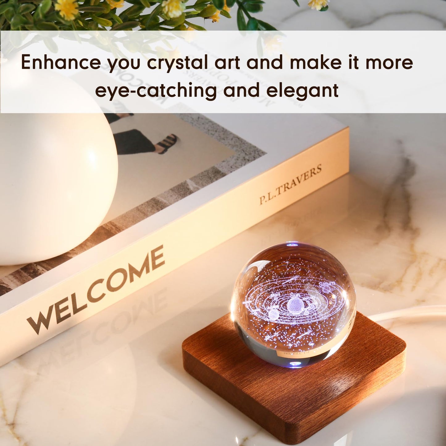 IFOLAINA LED Wood Light Base for Crystal Glass Art Crystal Sphere Holder Wooden Lamp Stand Base Multicolor Changing Square Lighted Base Pedestal for Resin Art Acrylic