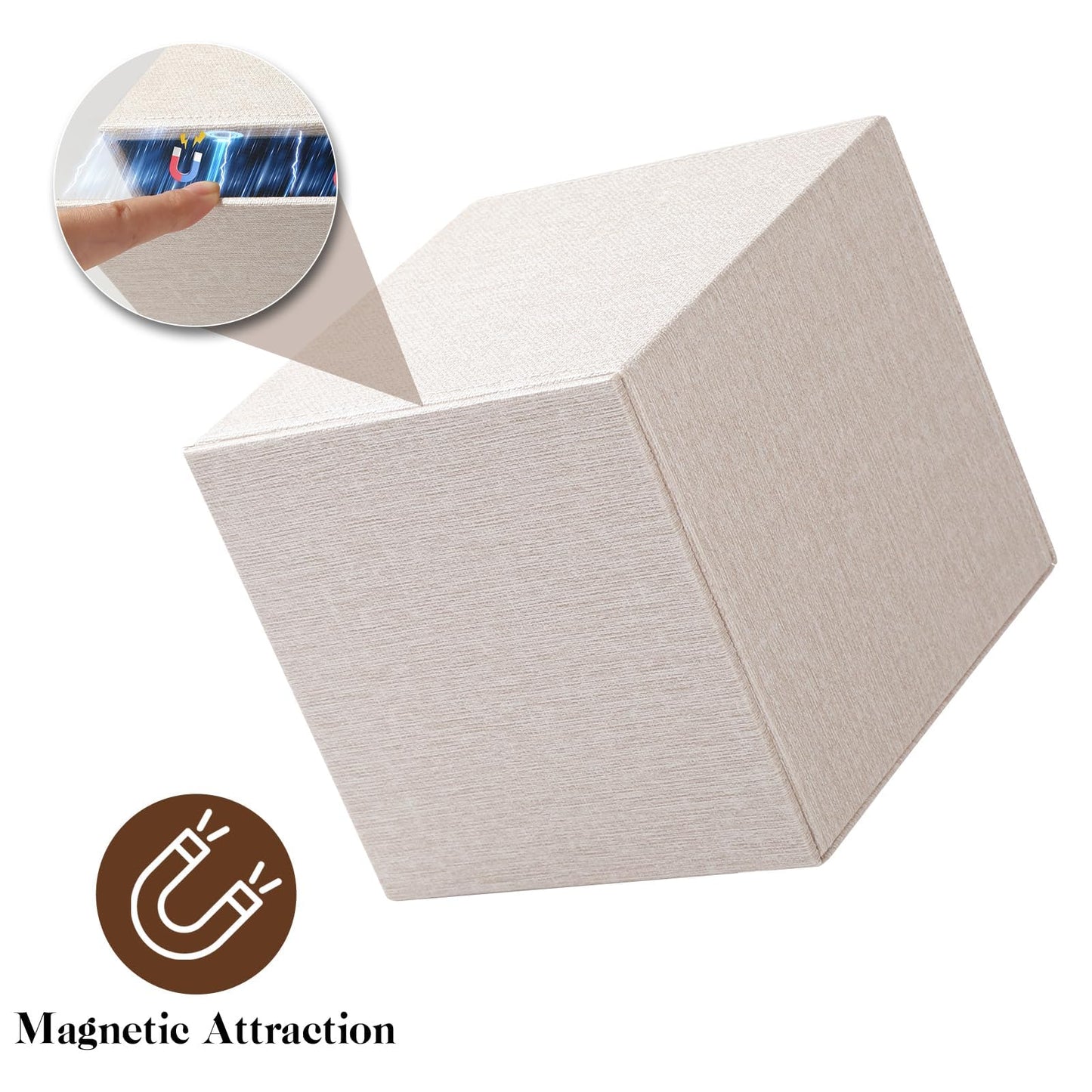 VZZNN 2 Pack Tissue Box Cover Square - Modern Cube Tissue Holder with Magnetic Base, Decorative Tissue Organizer for Bathroom Vanity, Dresser, Countertop, Bedroom, Office, and Car, Beige