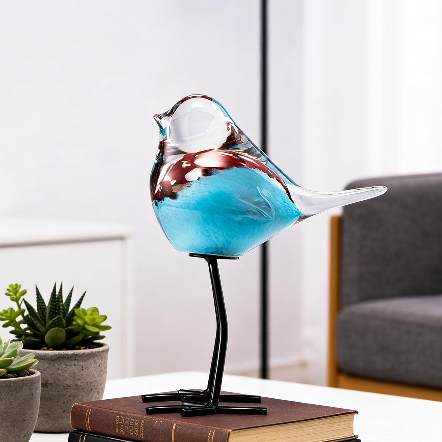 ORRFIDDY Glass Bird Figurines Art Collectible Ornaments Statue Figurines Modern Handmade Sculpture Home Decor