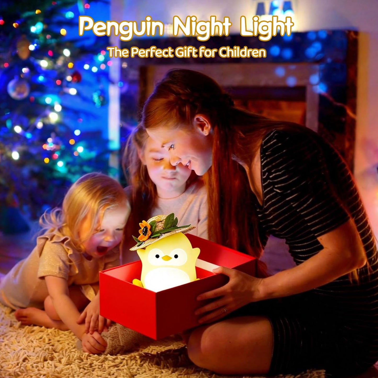 Gemmac Penguin Night Light for Kids, LED Squishy Silicone Animal Night Lamp, Cute Nursery Nightlight for Desk Decor RGB Ambient Lighting Rechargeable/Dimmable/Timer Toddler Lamp Baby Boys Girls Gift