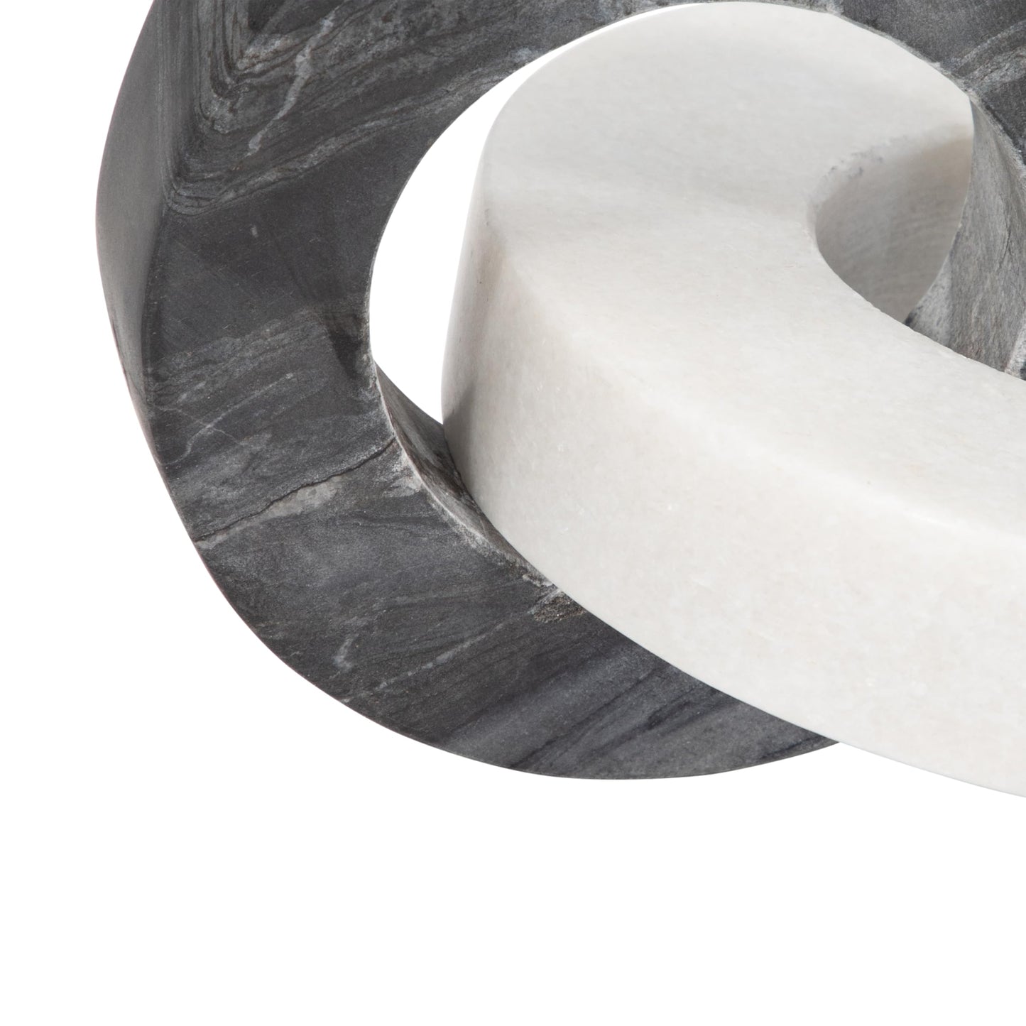 Home Decor and Bathroom Decor Marble Double Ring – Modern Shelf Sculpture and Office Accents for Room Styling – Coffee Table Ornaments and Living Room Decor Statues Design – 6", White & Black