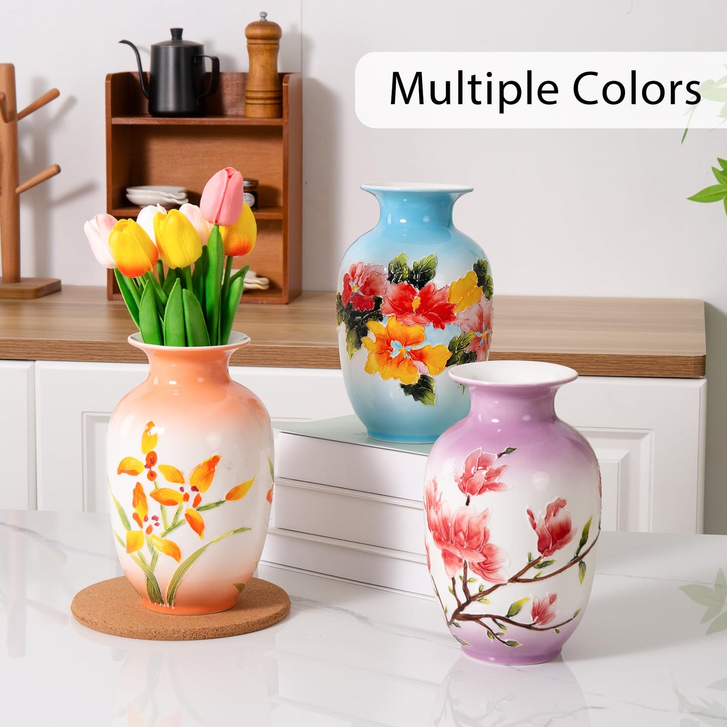 Magclay Ceramic Vase for Home Decor, Hand Painted Modern Vase Decor, Home Decorative Vase, Blue