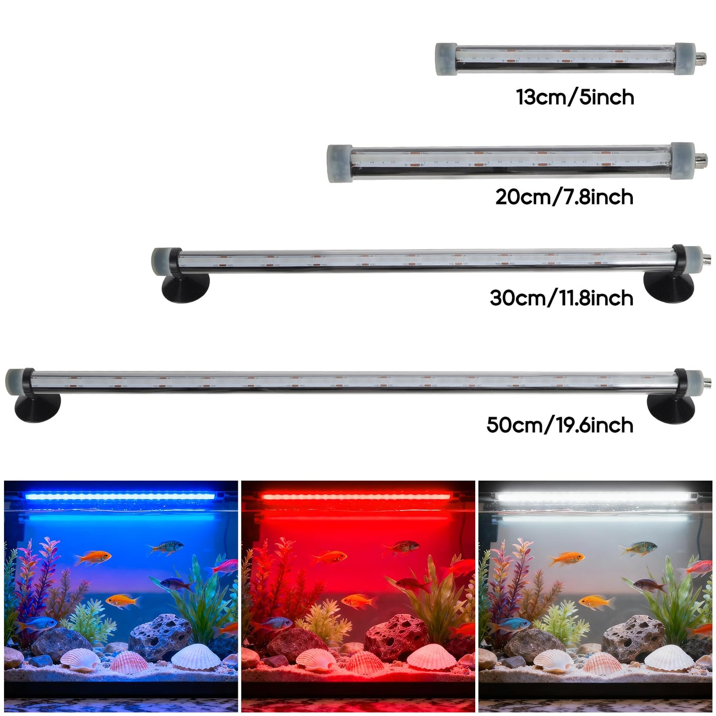 Submersible Aquarium Light for Fish Tank: Full Spectrum Underwater Fish Tank Light with Dimming 8 Colors - COB LED Aquarium Lights with Remote and Suction for 7.8 Inch Saltwater Freshwater Tanks