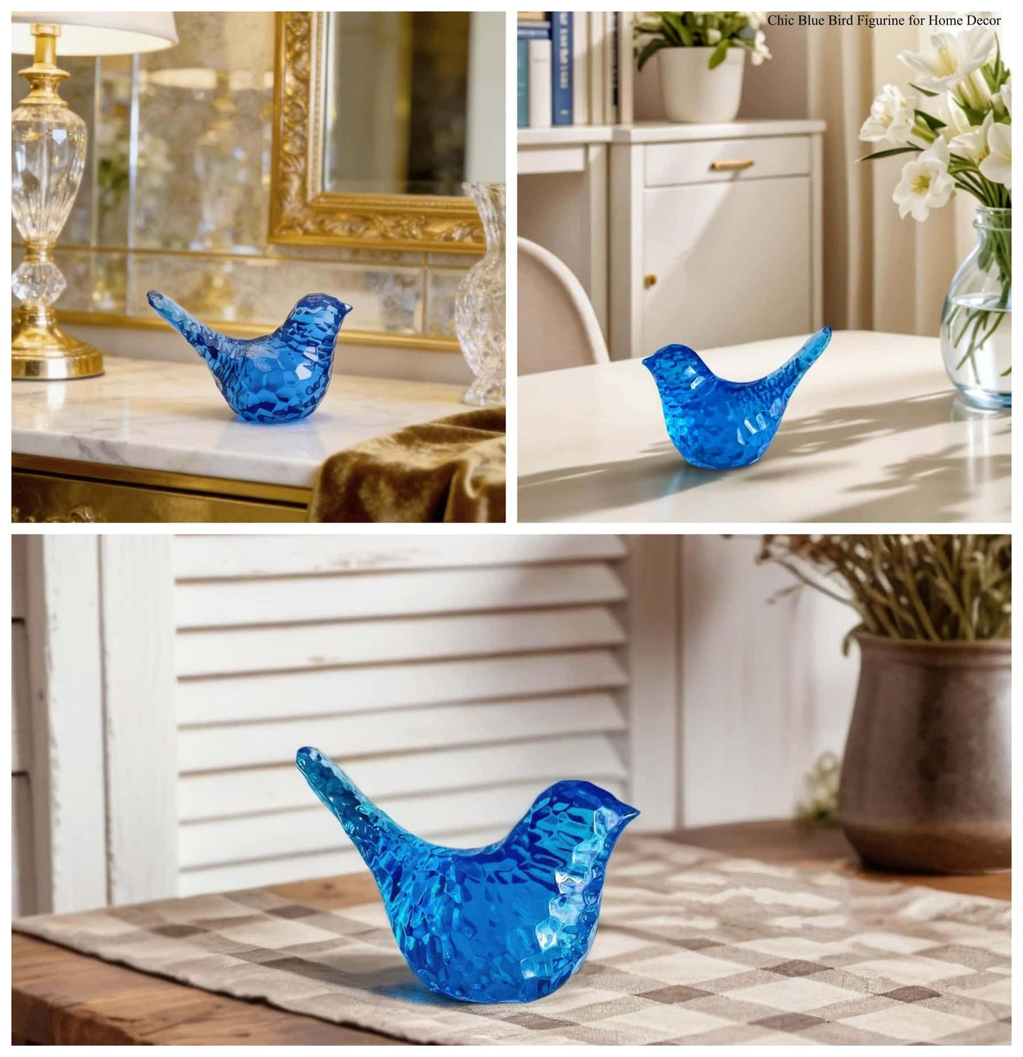 JWT Astyle Blue Bird Figurines Living Room Office Shelf Home Decor Accents,Bird Gifts for Bird Lovers Women,Knick Knacks for Shelves Bookshelf