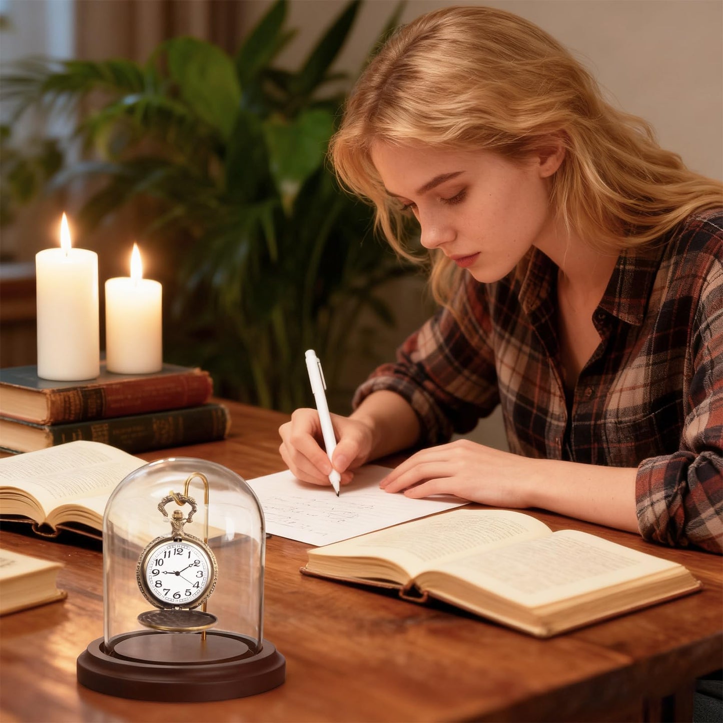 ZOOFOX 2 Pack Pocket Watch Glass Display Dome, Clear Glass Display Cloche with Hook and Wooden Base, 3" x 4" Decorative Bell Jar for Watch Plants Medals Photos Collectibles
