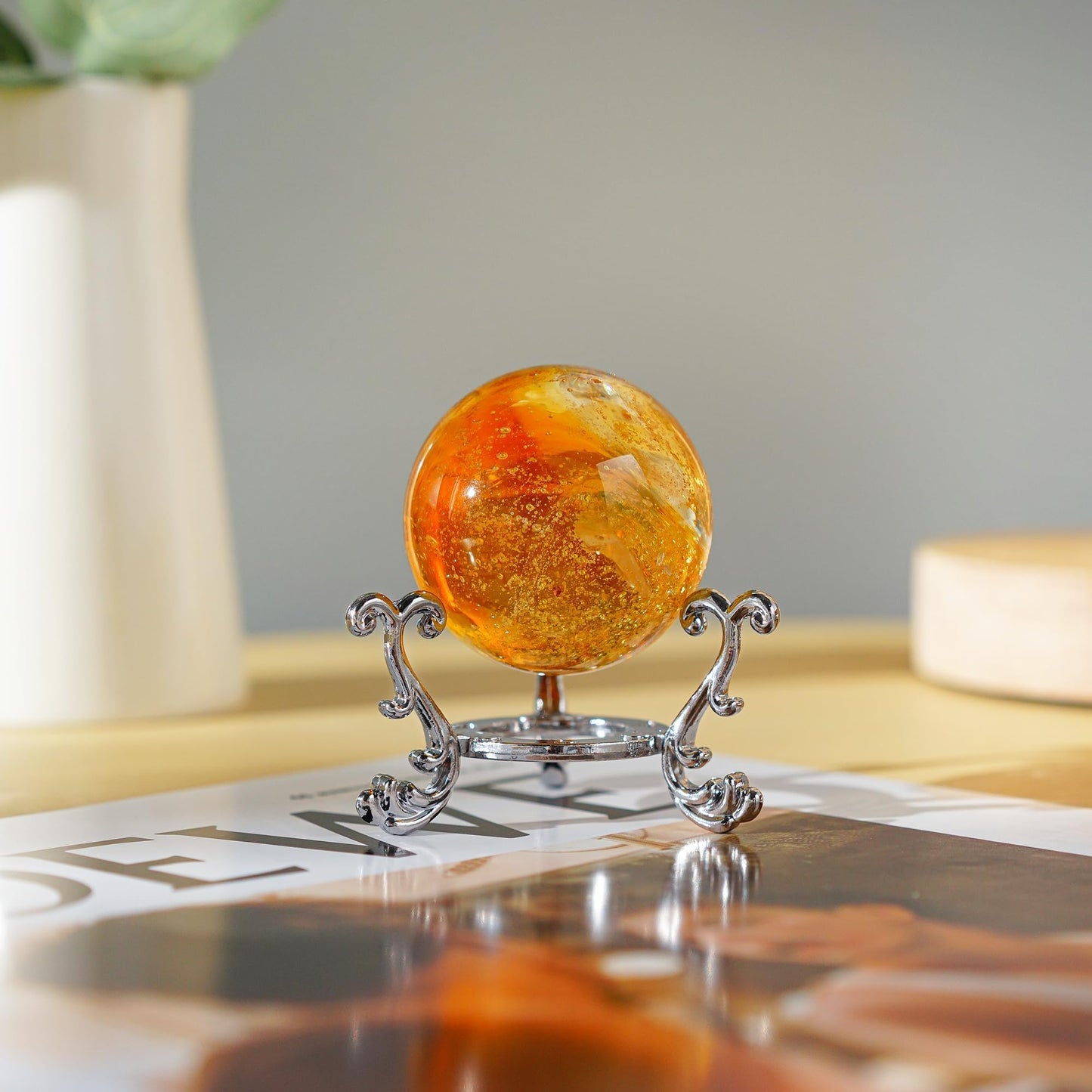 ZEERSHEE 10Pcs Silver Crystal Ball Base Display Stand Decorative Egg Stand Sphere Display Holder for Displaying 40-80mm Sphere,Globe,Balls,Egg
