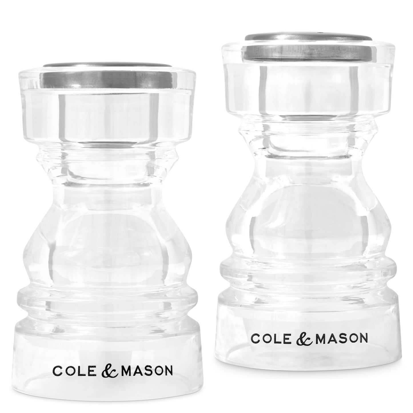Cole & Mason London Mini Salt & Pepper Shaker Gift Set – 3" Durable Acrylic Tabletop Seasoning Set – Compact, Lightweight, Easy to Fill & Clean – Modern Design for Dining & Gifting