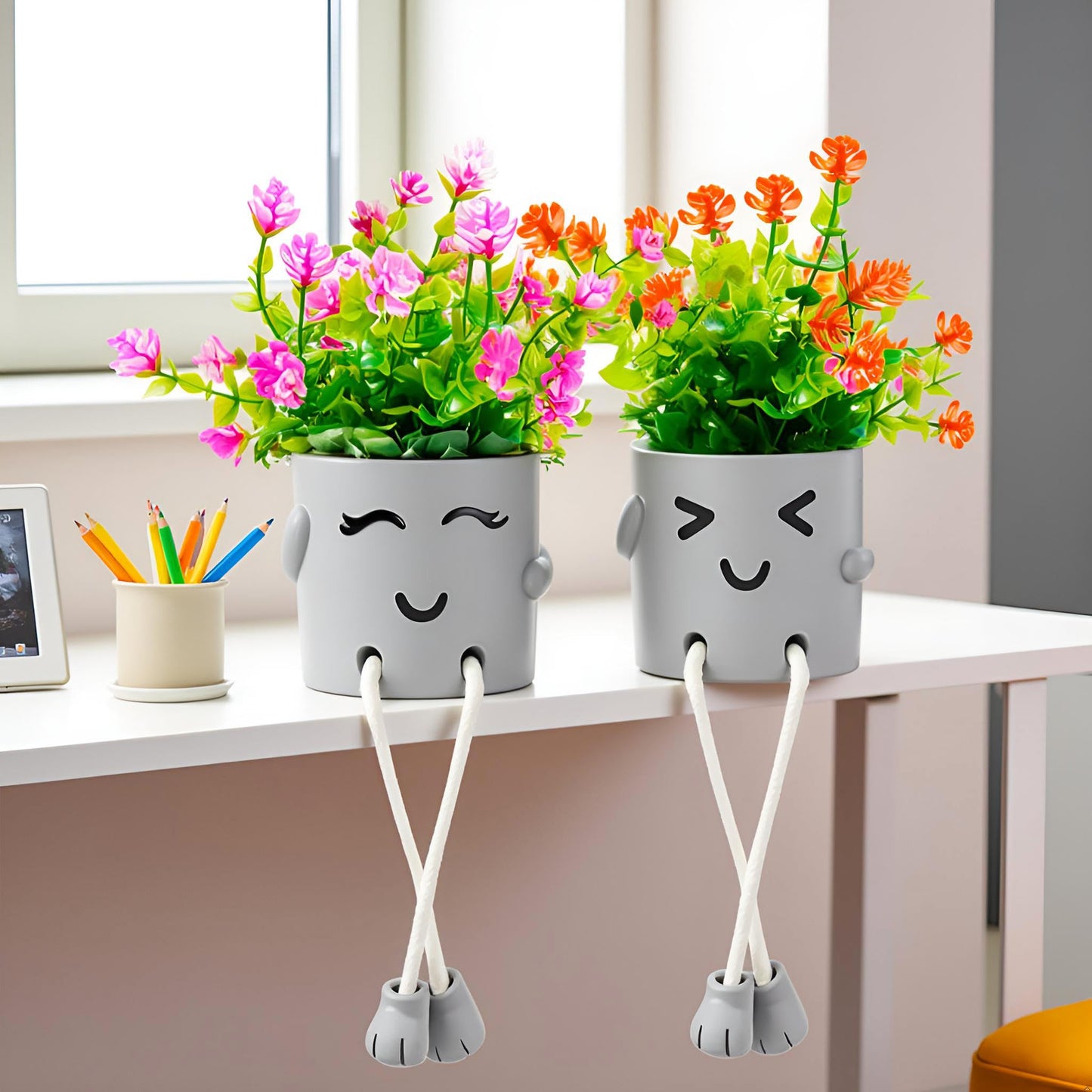 ASOPHEX 2 Packs Cute Fake Plants, Artificial Potted Plants for Table Desk Home Bedroom Bathroom Office Shelf Office Wall Room Farmhouse Decor Artificial Plants