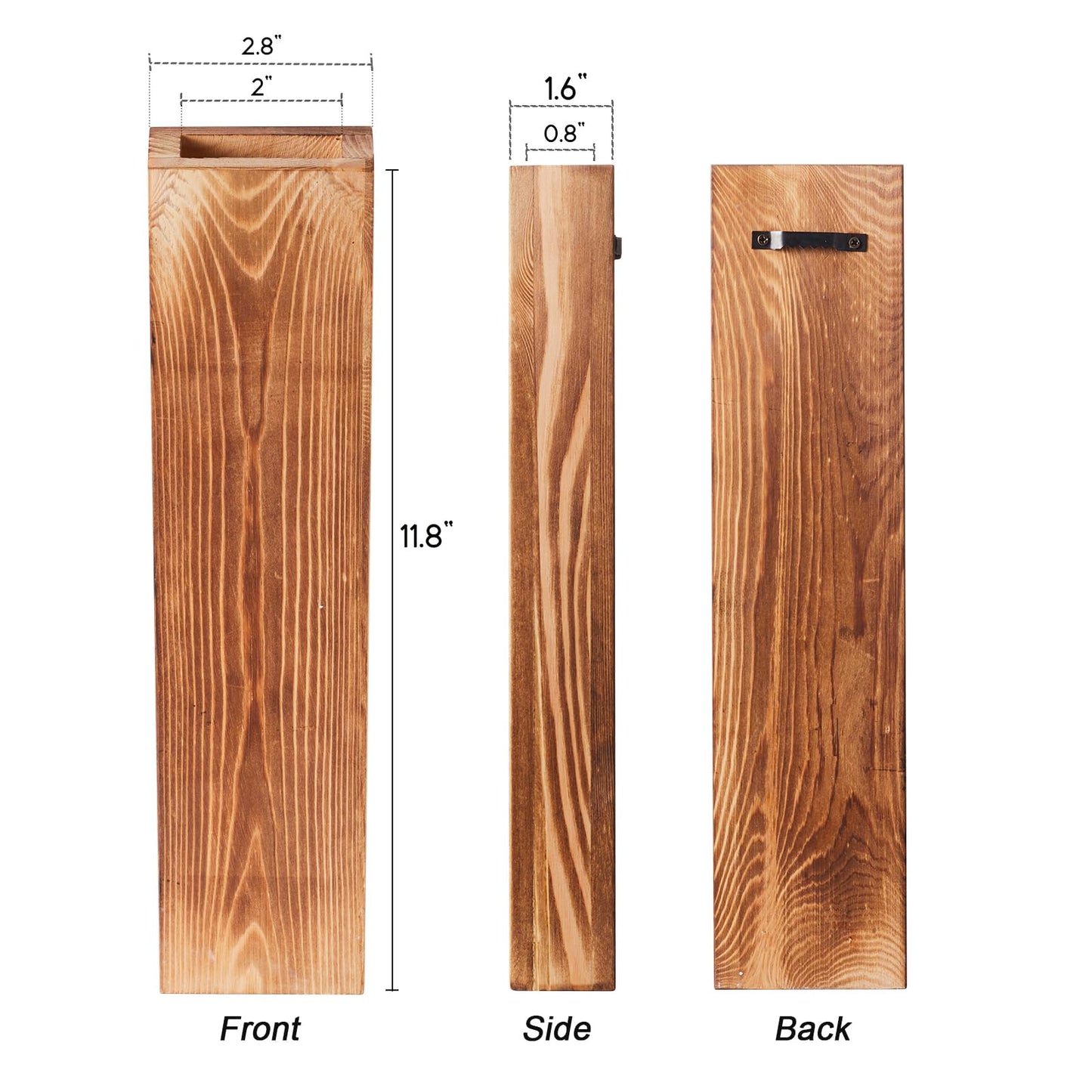 Mokof 2-Pack Wood Wall Planters with 4 Removable Faux Eucalyptus Stems - Modern Farmhouse Wall Decor for Living Room, Bedroom, Bathroom - Wooden Wall Vases and Fake Eucalyptus for Home Office Decor