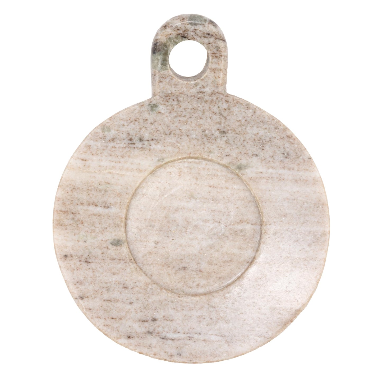Creative Co-Op Hand-Carved Marble Dish with Handle, Beige