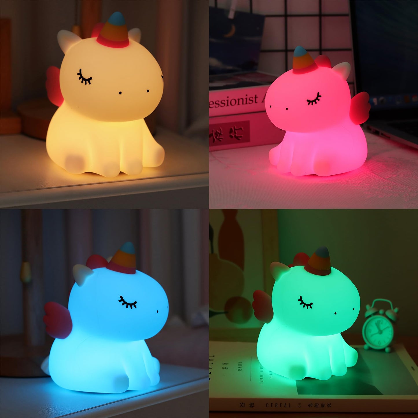 AGEK Unicorn Night Light for Kids, Silicone Baby Nursery Night Light Dimmable LED Unicorns Lamp Rechargeable Bedside Lamp Nightlight Unicorn Toys for Girls Toddler Women Gifts Bedroom Kids Room Decor