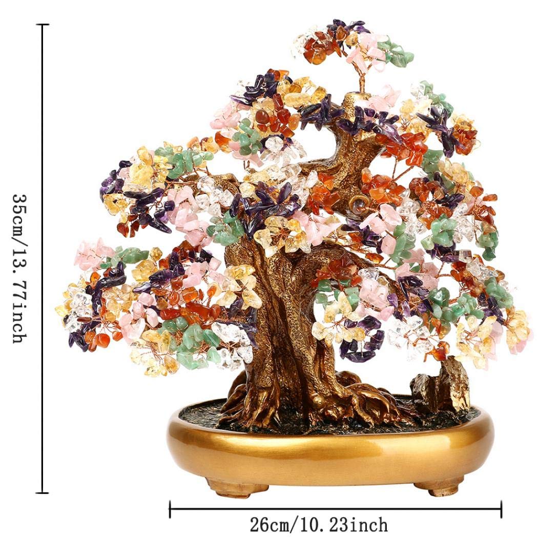 LEAFIS Natural Tree of Life (1,251 Gemstone Count) Crystal Tree with Healing Properties - Bonsai Feng Shui Money Tree for Healing and Luck (7 Color) One Size