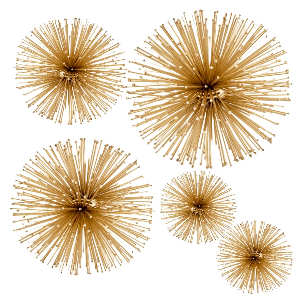 Modern Day Accents 5067 Erizo Urchin Small Gold Sphere, Coffee Table Room Decor, Shelf Starburst Centerpiece, Spike Ball Decoration, Home, Office, 6" D