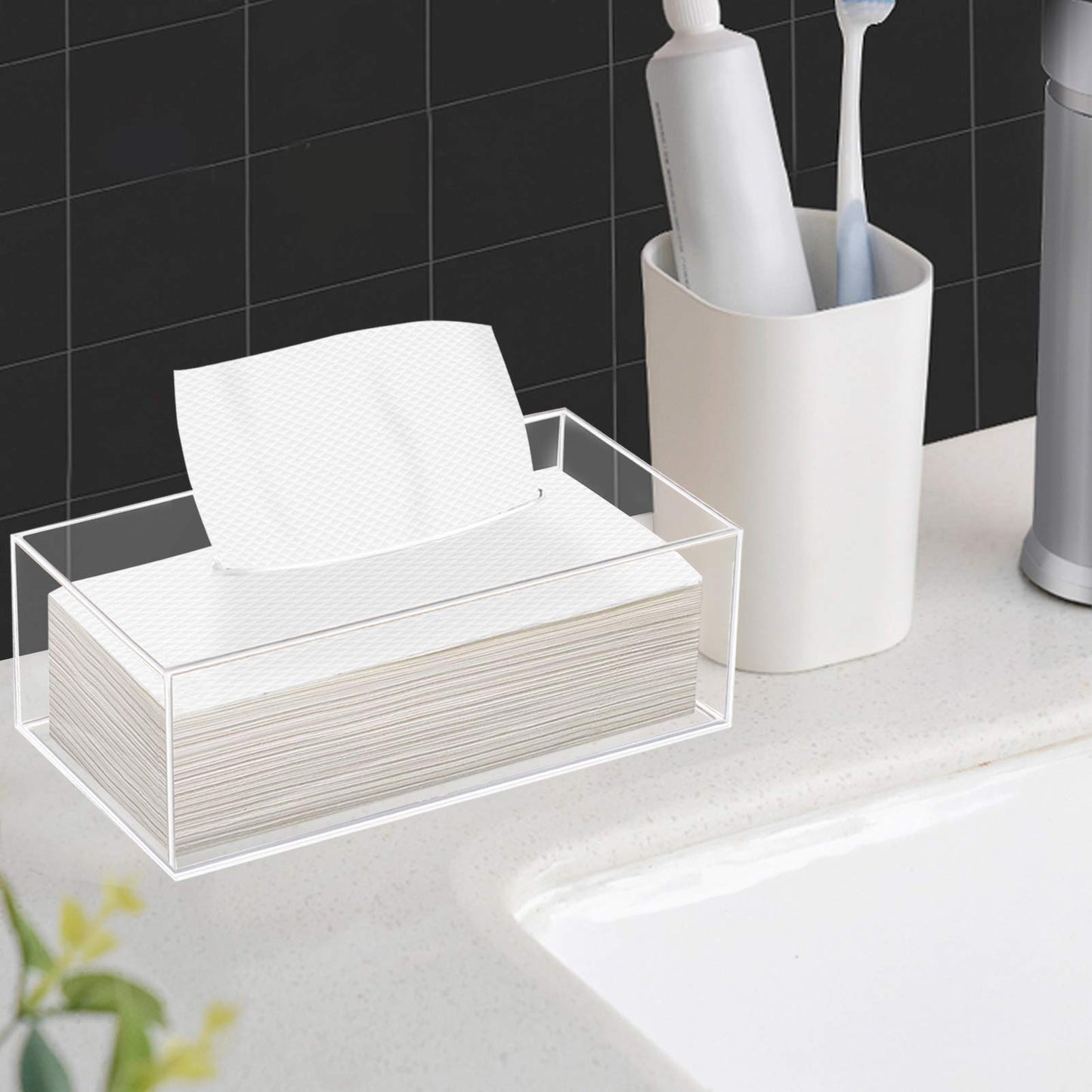 Clear Acrylic Tissue Box Cover Holder for Bathroom Dresser Countertop Desk