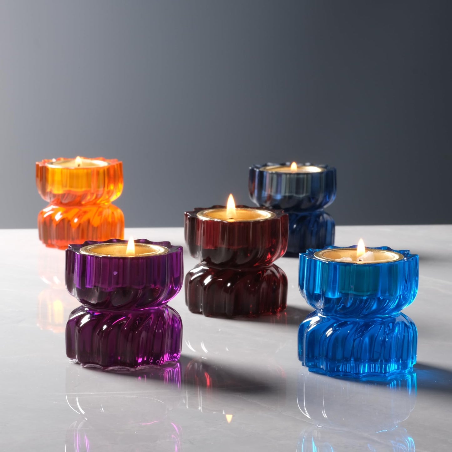 ICNBUYS Twizzle Twist Tealight Holder, Decorative Tealight Candle Holder for Table Display, Romantic Unique Home Décor, Housewarming Gift, Spiral Sculpture Diwali Tea Light Stand Brown Resin Set of 2