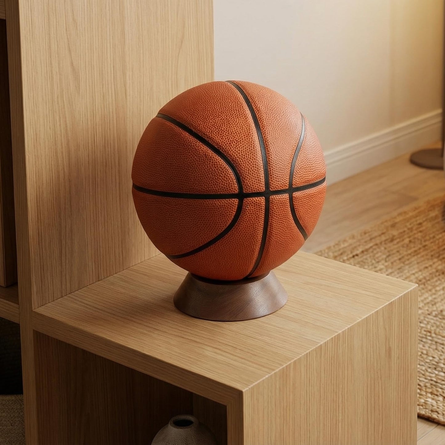 JUXYES Wooden Sphere Holder Display Stand, 3 Pack Large Wood Sport Ball Stand, Simple Round Display Easel Stands for Soccer Ball, Footballs, Baseball, Tolleyball, Basketball, Rugby