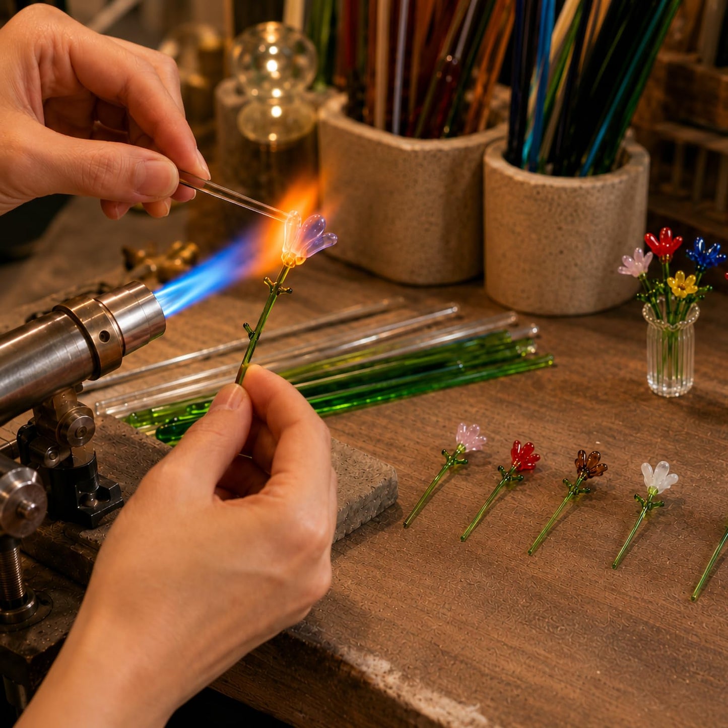Nalqev Artificial Flowers and Vase,Glass Flower Vases for Bouquet