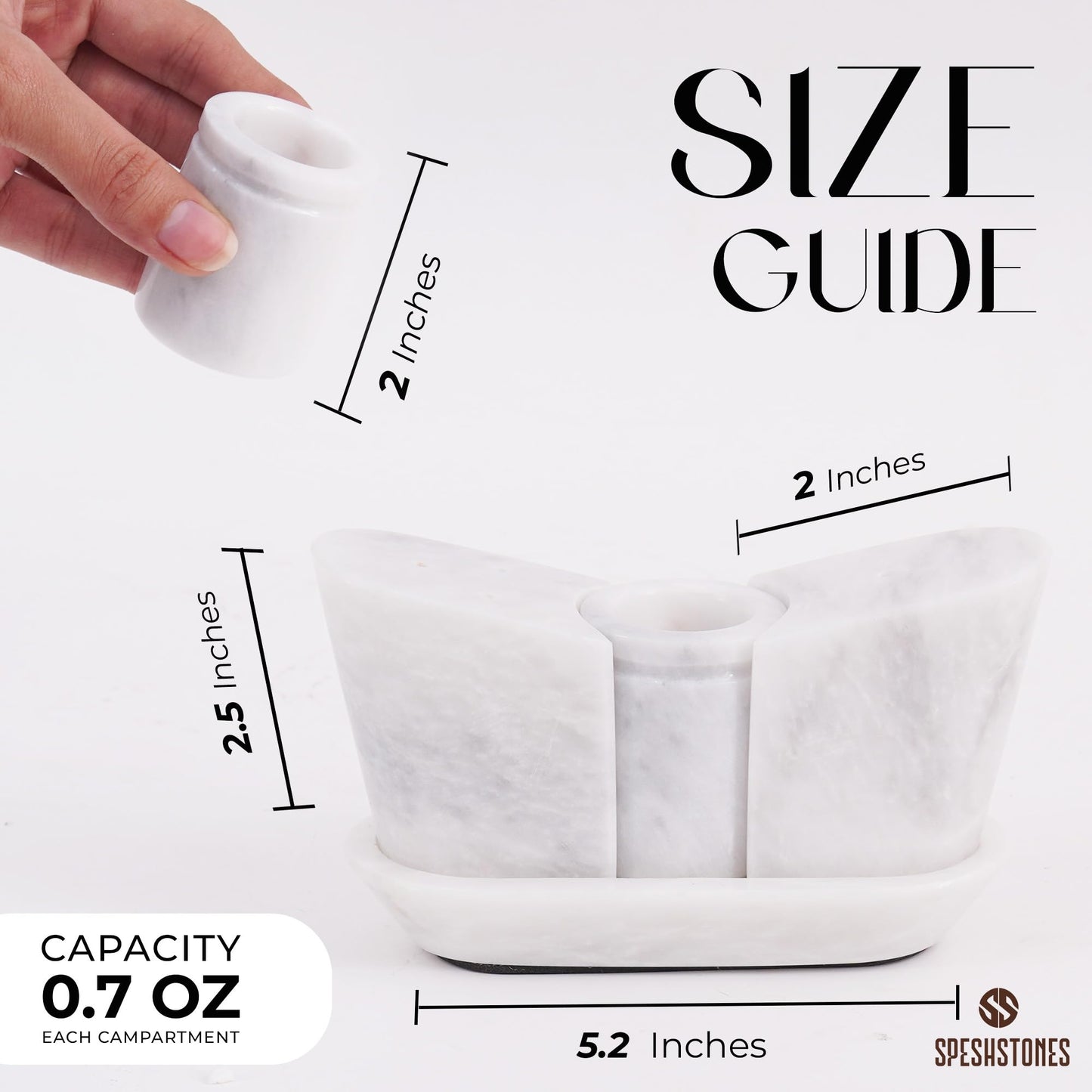 SPESHSTONES Marble Salt and Pepper Shakers 2.5 Inch Handmade White Salt and Pepper Containers for Dining Table Décor - Modern Salt Shakers for Kitchen Counter, Seasoings Salt & Spice Shaker Sets