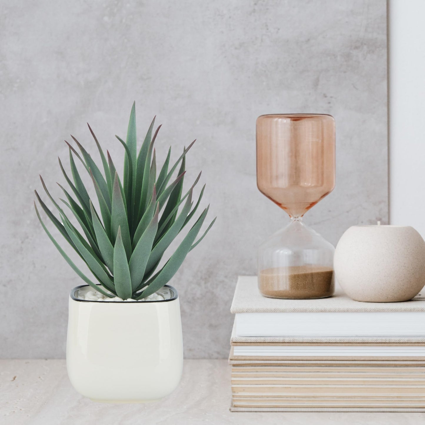 TOPSV Artificial Succulents in Pots - Small Fake Plants Mini Succulent Agave Faux Plants Indoor for Boho Bathroom Decor, Bedroom, and Coffee Table Office Farmhouse Decoration