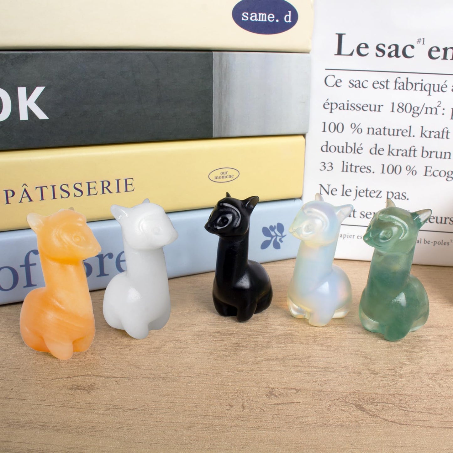Ytbeoxk 2.1 inch Hand Carved Natural Fluorite Alpaca Statue Sparkling Desk Charm for Kitchen Serenity Zen Office Guardian Stress Relief Companions Statue Crystal Home Decor.