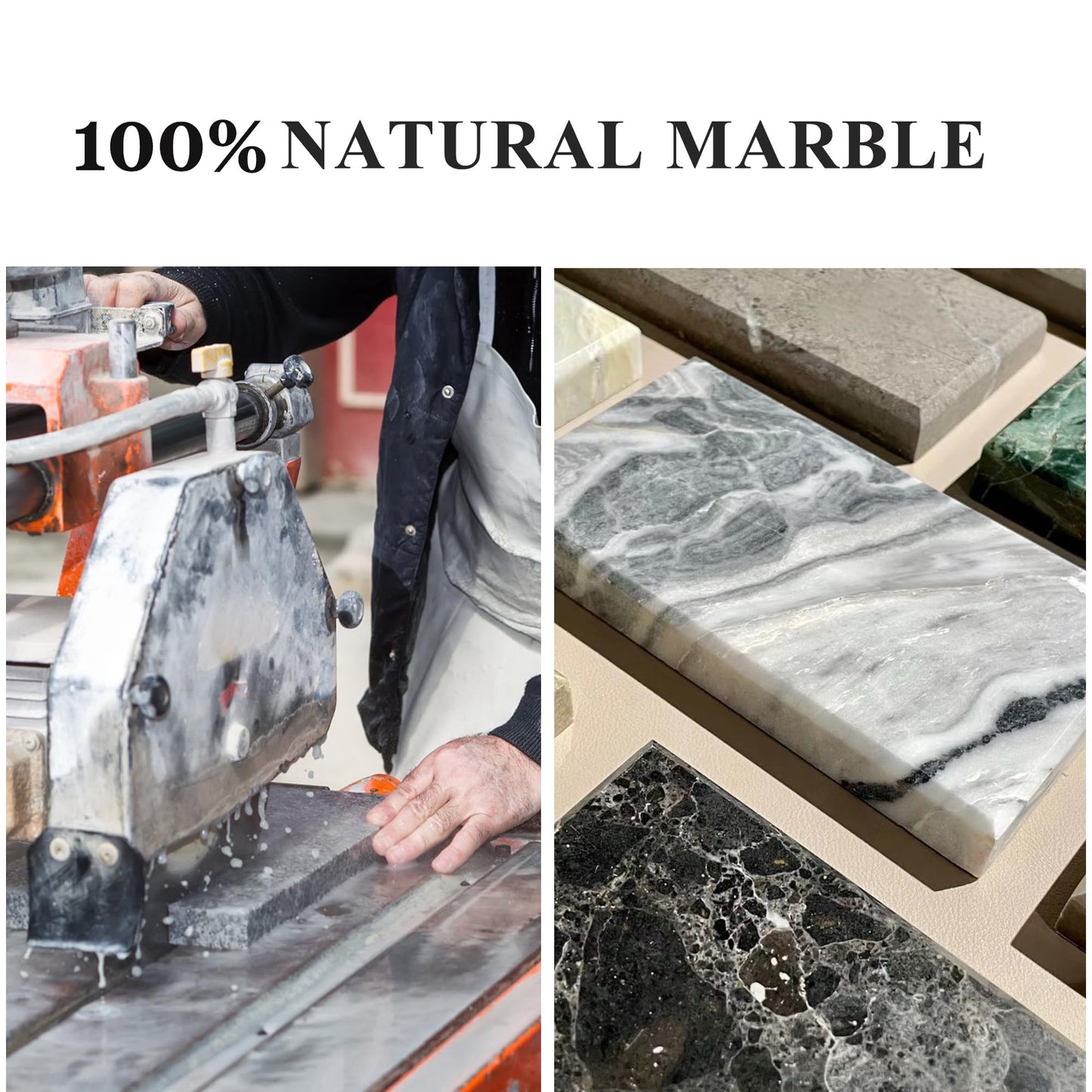 YMXYJM Real Natural Marble Tray for Bathroom, Genuine Marble Stone Vanity Tray, Luxury Storage Trays for Kitchen, Vanity, Home Decor, Dresser, Non-Resin/Non-Ceramic, 12"x 8"x 1.2", Dark Green