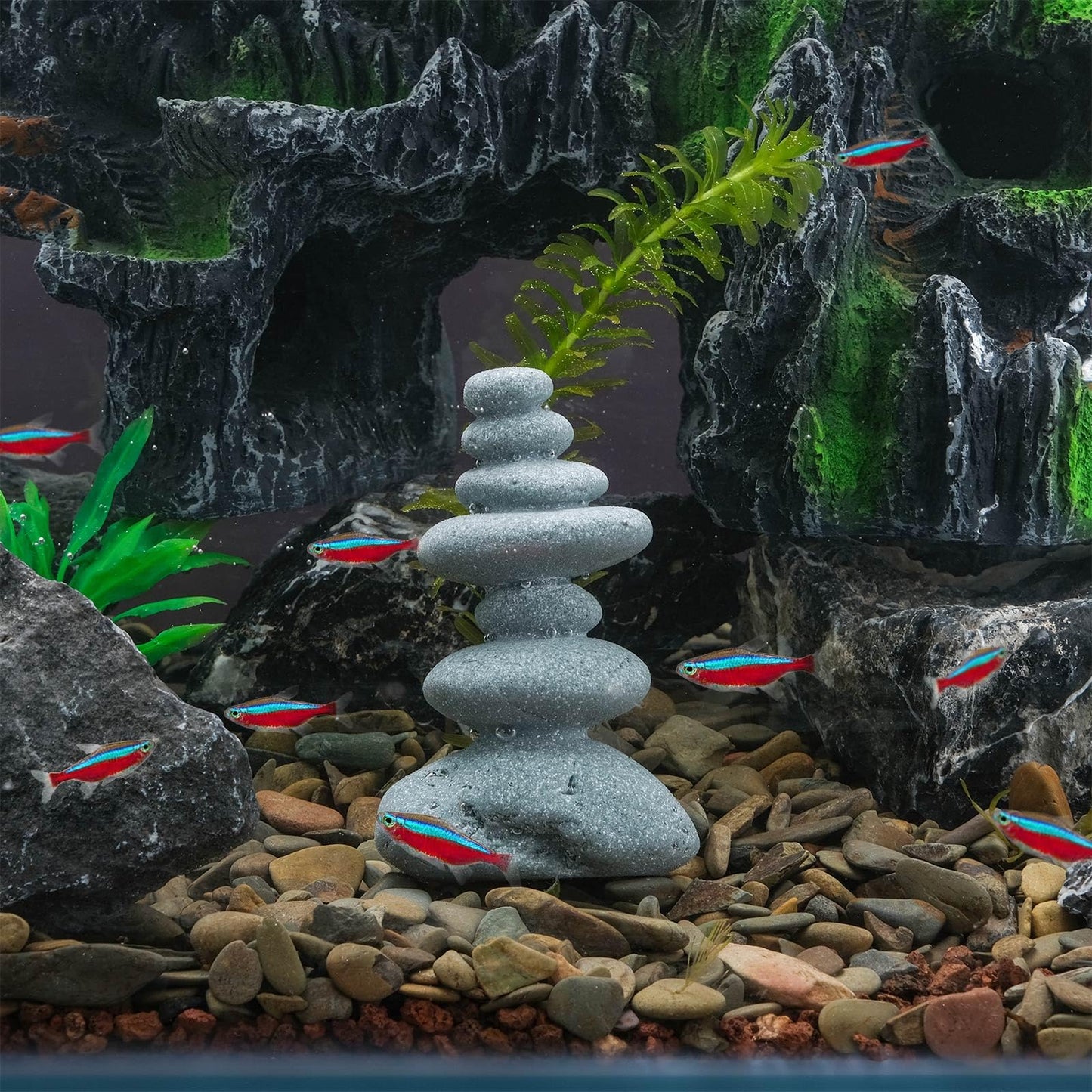 TkoYuHm Mini Stacking Rock Stone Decor Stacked Stone Sculptures Zen Cairn Statue Realistic Ornament for Garden, Fish Tank Home Office(Small+Large)