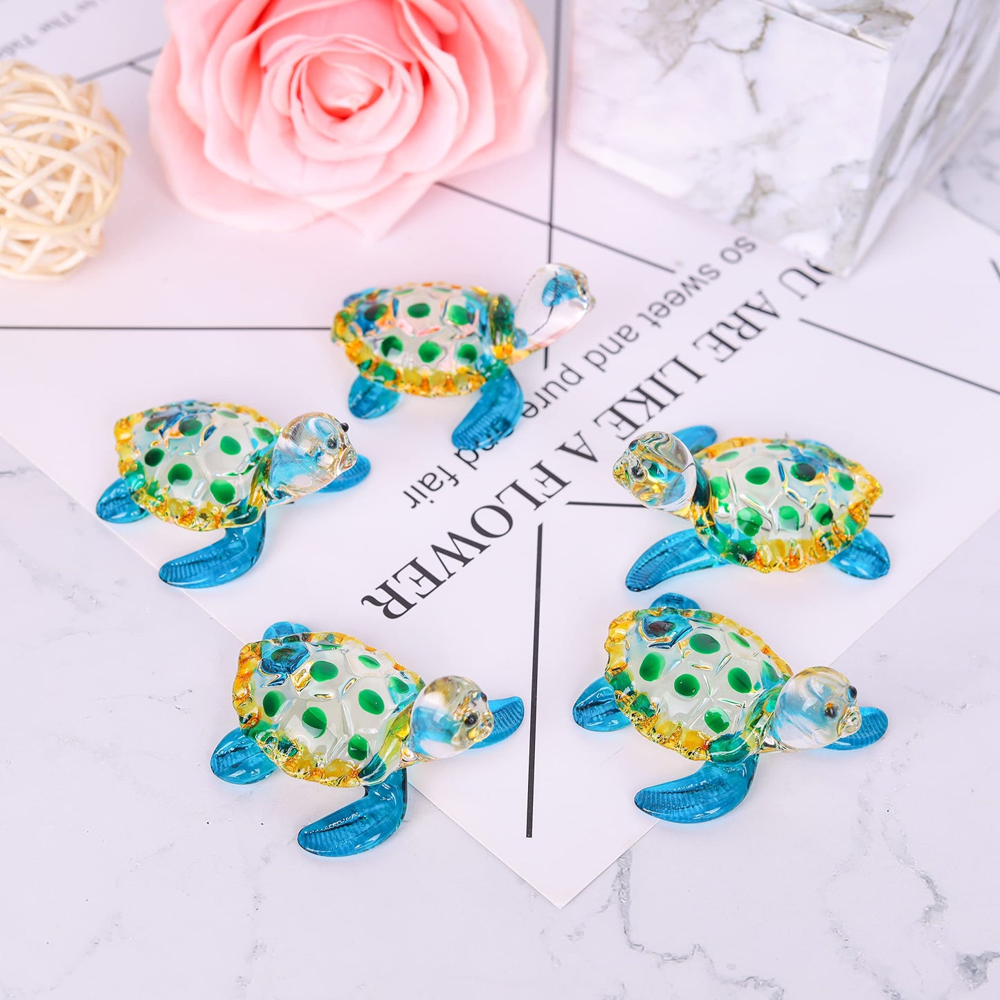 Hand Blown Art Glass, Sea Turtle Animal Figurine – Decorative Home Décor Collectible, Display Only, Unique Decorative Gift,Turtle Art Glass Blown. (N0053)
