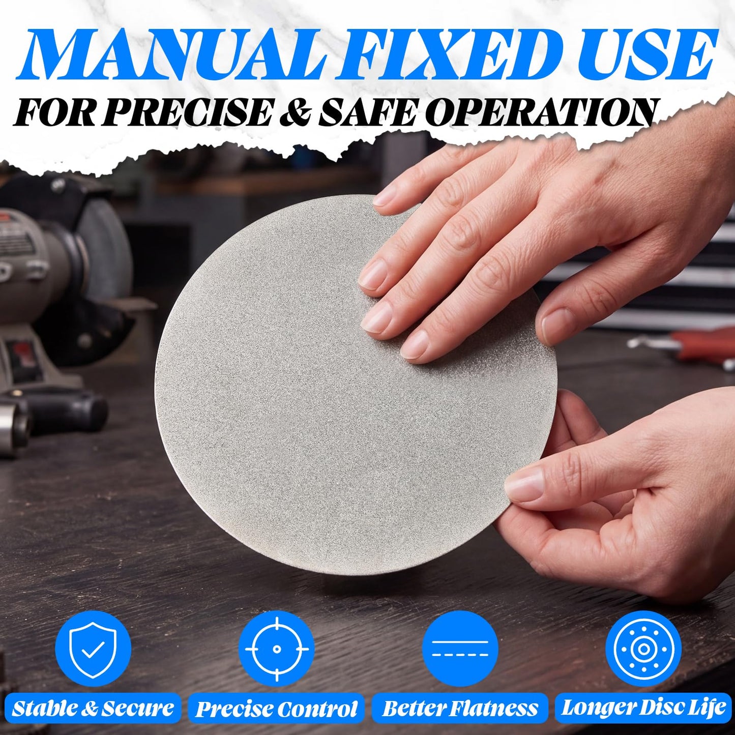 Lanties 3 Pcs Diamond Sanding Grinding Disc, 8''(200mm) Grit 60/120/240 No Center Hole Flat Lap Disk Polishing Discs Abrasive Wheel Electroplated Sanding Disc for Gemstone Glass Tile Porcelain Metal