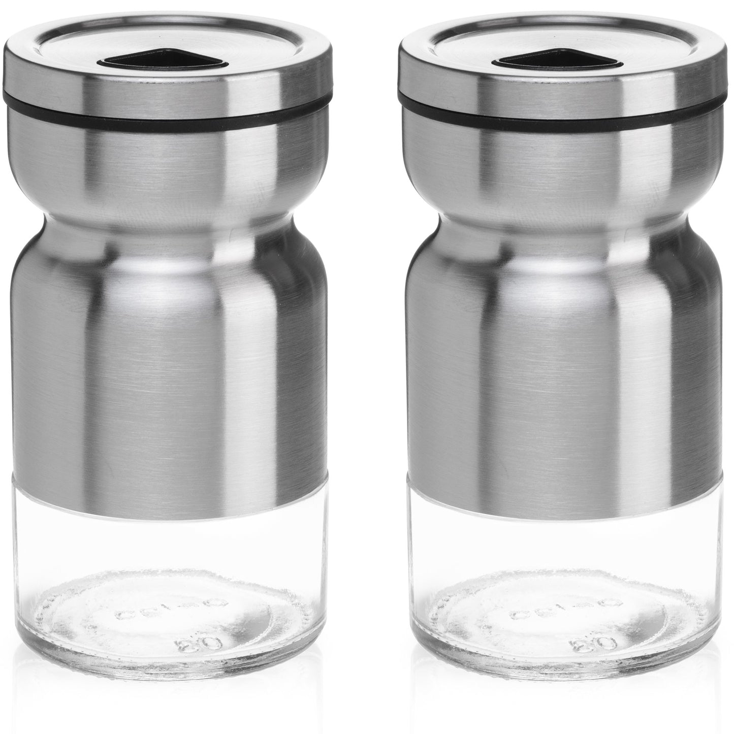 Salt and Pepper Shakers Set with Adjustable Pour Holes by CHEFVANTAGE - Stainless Steel