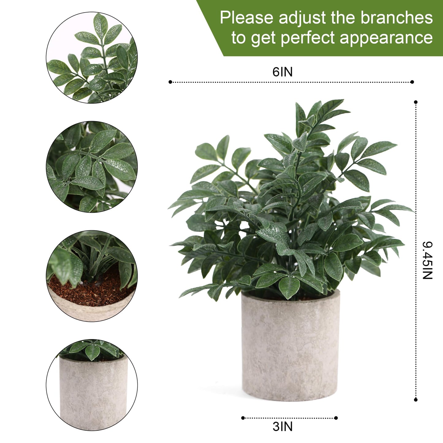 Coferset 2 Pack Small Fake Plants Potted Artificial Herb Plants for Shelf Desk Home Bathroom Farmhouse Room Coffee Table Decor (Gray Green)