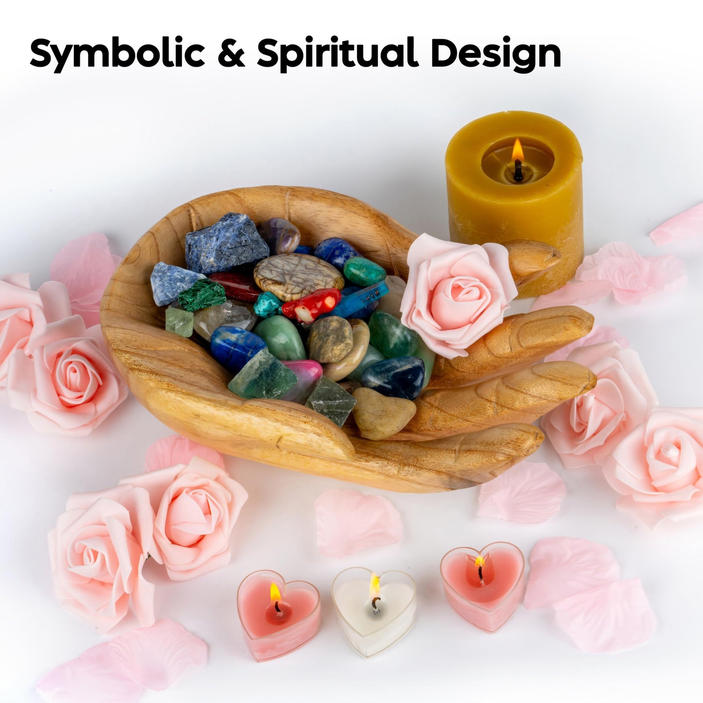 Curawood Buddha Hand Bowl for Crystals - Showcase Your Crystals & Healing Stones Beautifully - Crystal Holder for Stones, Rock Display Case, Bowl for Keys, Rock Holder for Display, Crystal Display