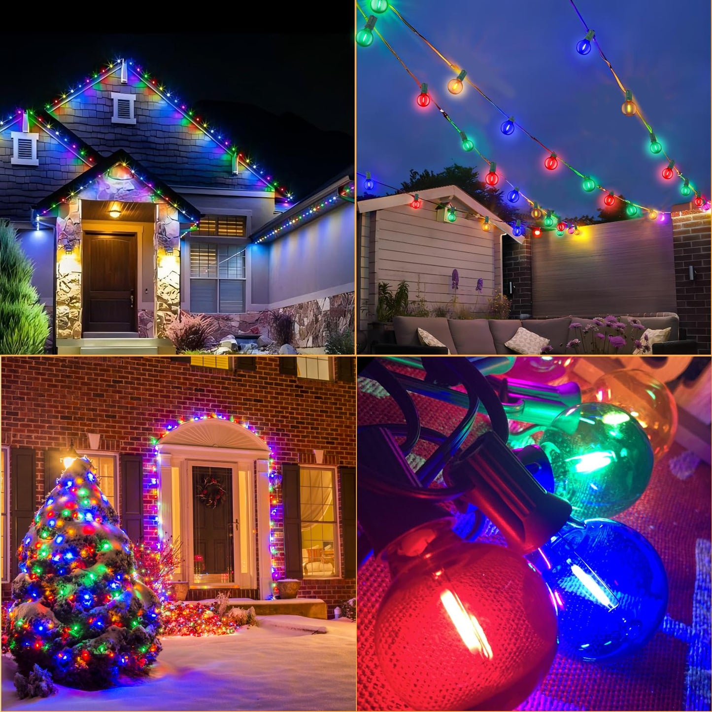 Pallerina 25 Pack Multicolor G40 LED Christmas Replacement Light Bulbs, Replacement Bulbs for Christmas String Lights, G40 Shatterproof Waterproof Dimmable Globe Lights Bulbs E12 Intermediate Base
