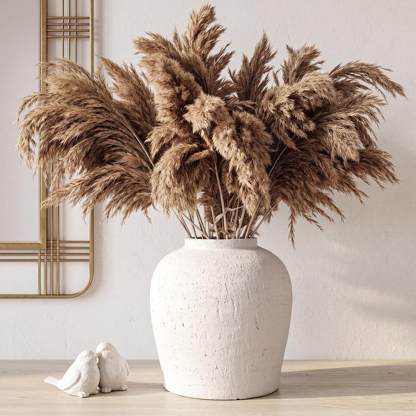 Jaxoriel Large White Ceramic Vase - 10.6 Inch Rustic Farmhouse Flower Vase for Home Decor, Minimalist Tall Vases for Living Room, Dining Room, Holiday & Weddings (White-Base 9.05'')