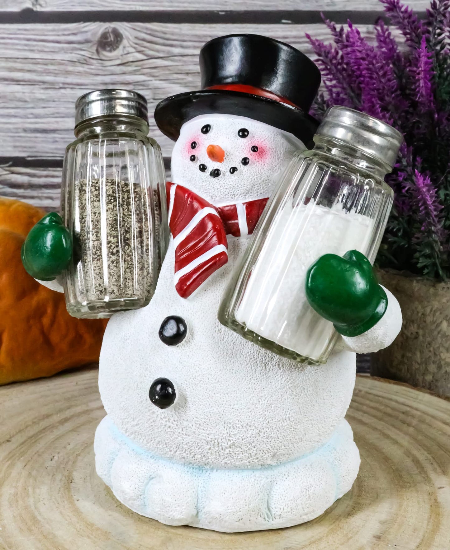 Ebros Gift Christmas Winter Santa's Frosty The Snowman With Black Top Hat Glass Salt And Pepper Shakers Holder Figurine Jolly Seasoning Festive Accent Kitchen Bar Decorative 6.5"H