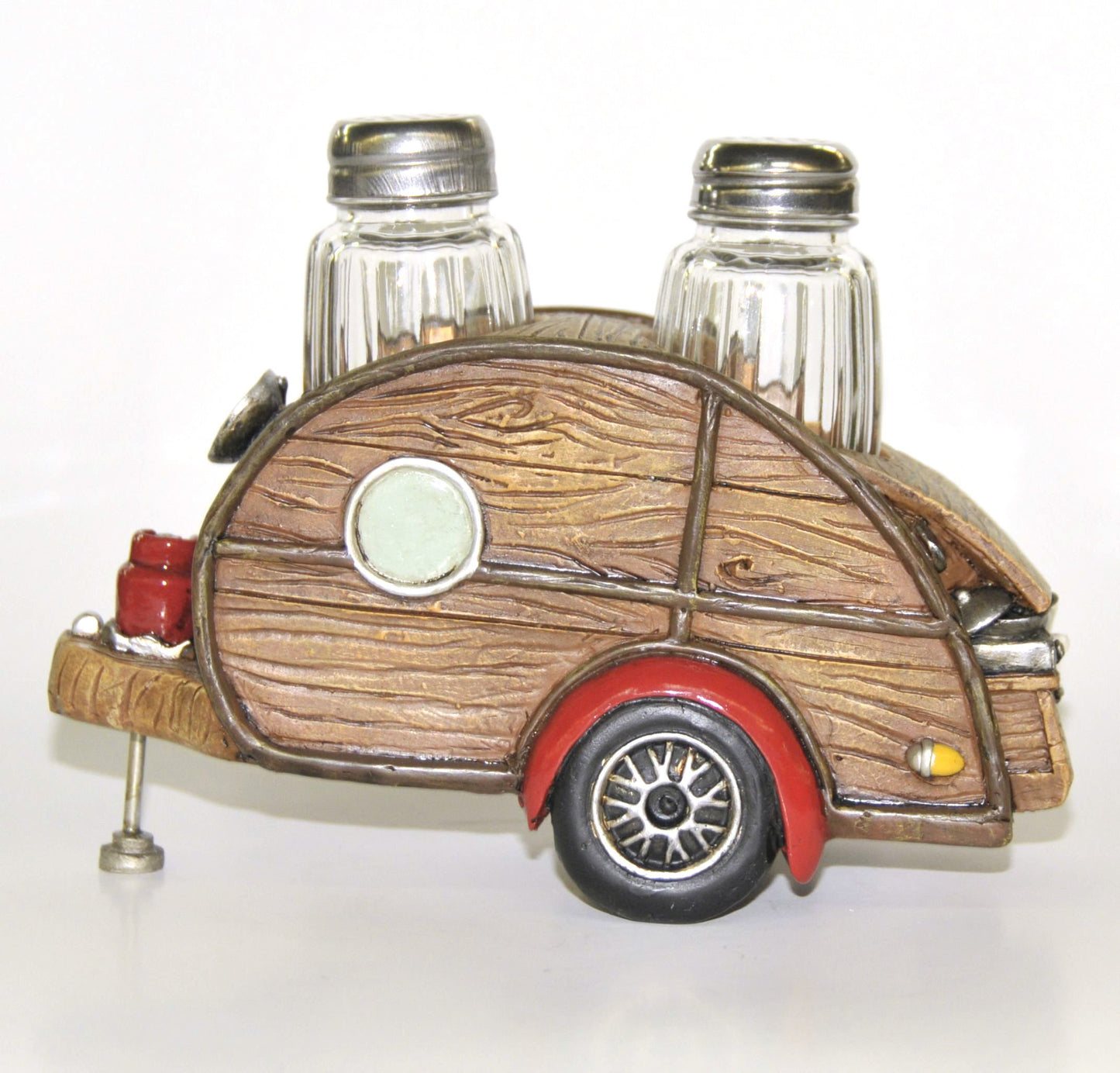 Salt & Pepper Set, Woody Teardrop RV Camper, 7-inch, Collectible Kitchen Decor