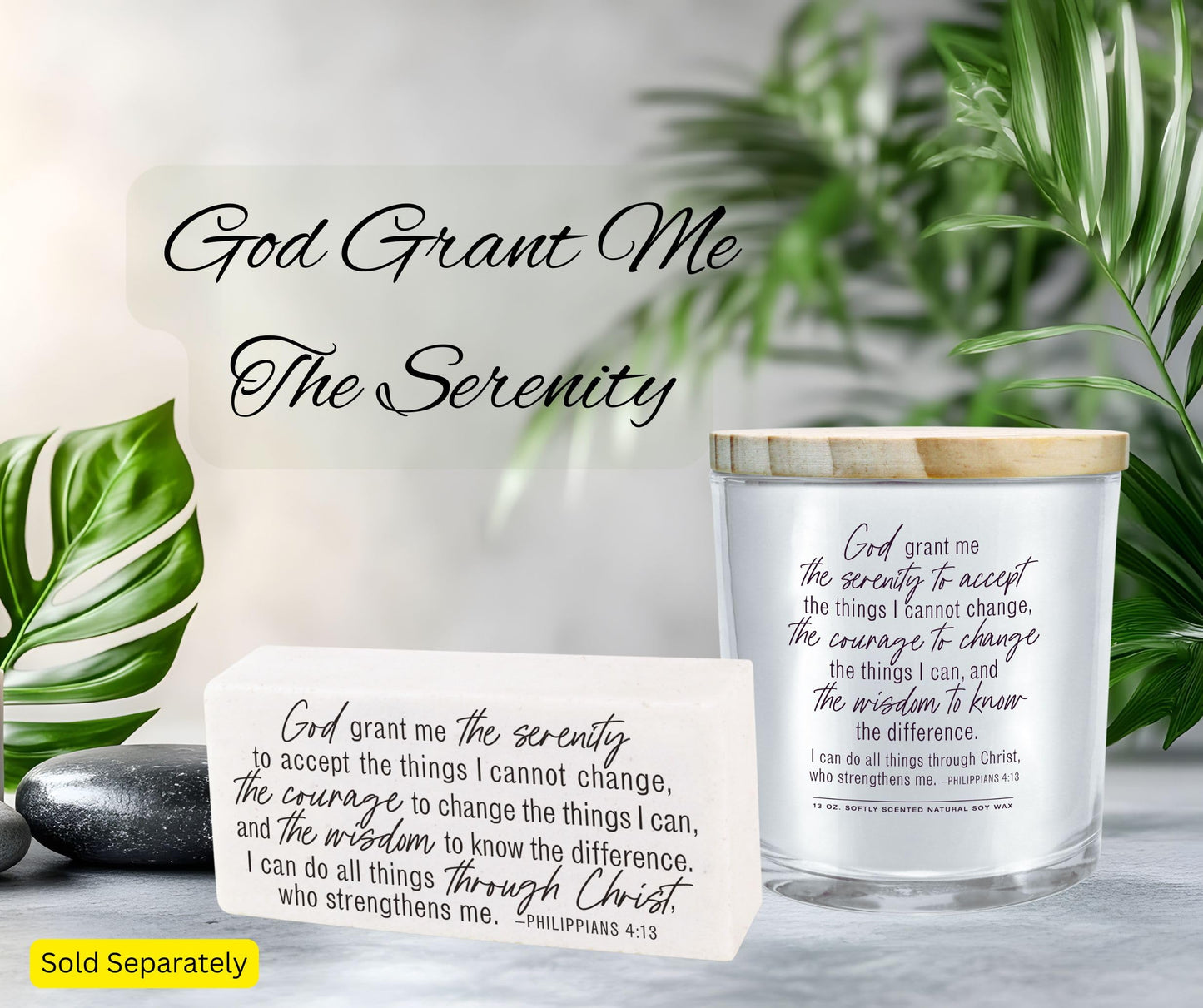 Lighthouse Christian Products Serenity Prayer - 4 x 2 Black and White Modern Scripture Block Sign - Christian Home Decor - Catholic Gift