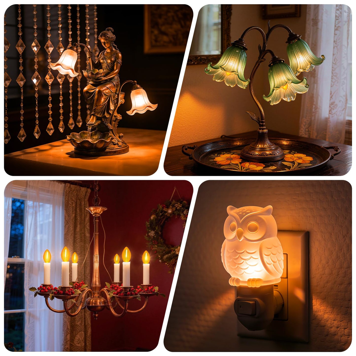 KINUR C7 LED Bulbs, led Night Light Bulb E12 Candelabra Base Amber 2200K, 1 Watt Equivalent 10W Incandescent Bulb, Salt Lamp and Window Candles & Chandeliers Replacement Bulb 8 Pack (8, Amber)