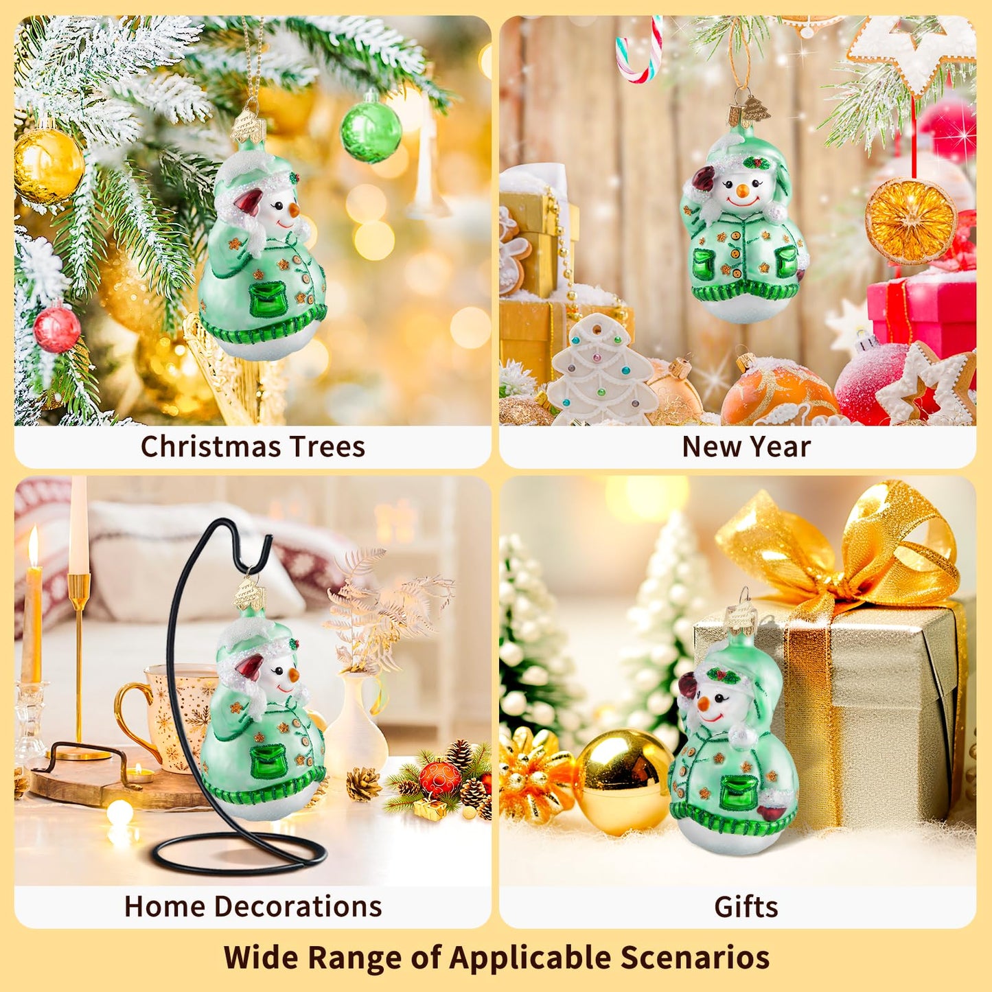 HZYC Snowman Christmas Ornaments,Blown Glass Ornaments for Christmas Tree