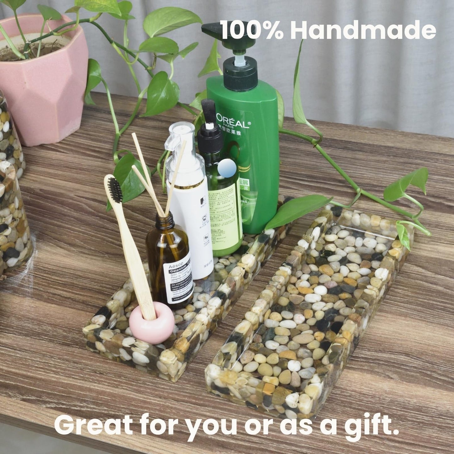 Stone Vanity Tray for Bathroom Decor, Decorative Tray, Vanity Trays for Countertop,Perfume Stone Tray