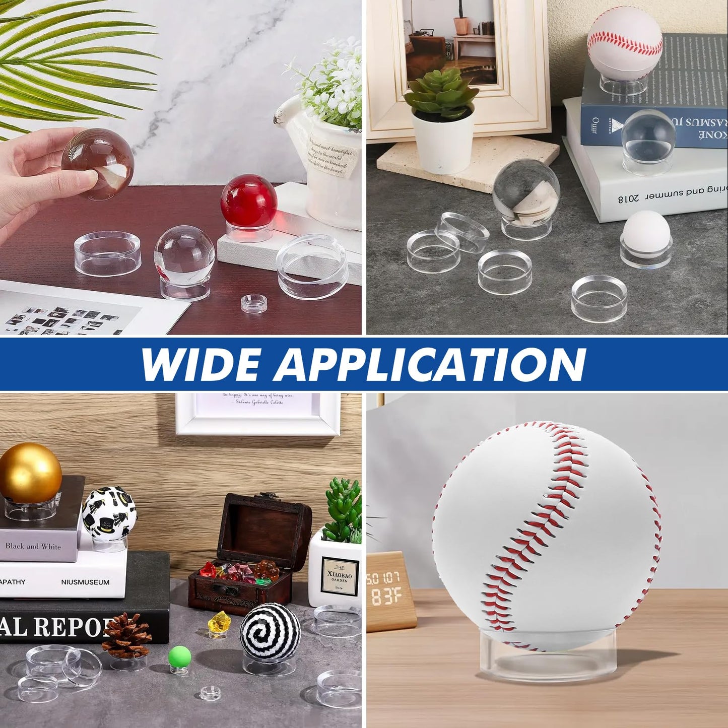 100 Pcs Ring Golf Ball Display Case 0.6 Inches Clear Baseball Holder Golf Ball Holder Small Baseball Acrylic Stands Round Ring Stand Acrylic Display Stands for Small Balls, Egg, Spheres, Marble