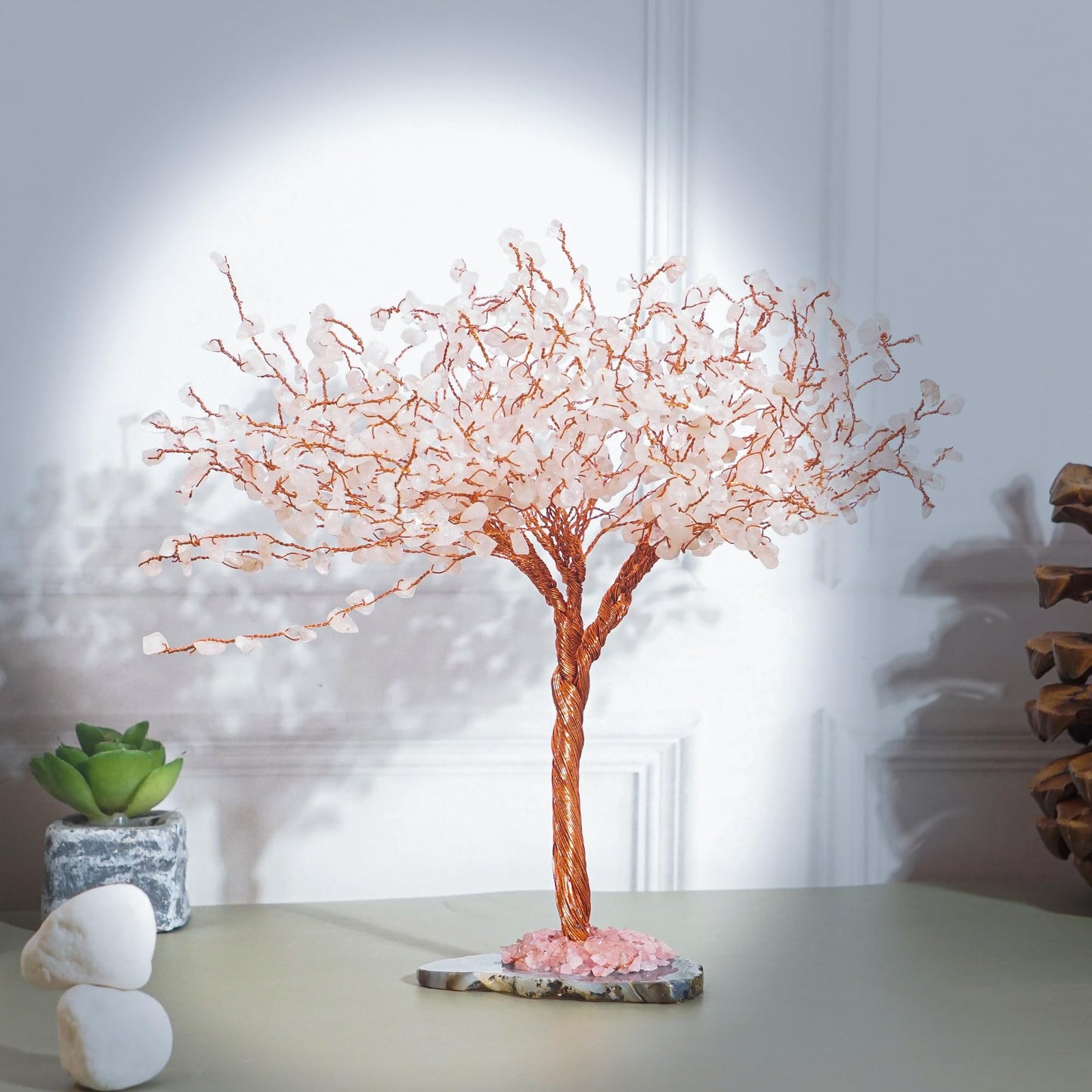 Clear Quartz - Money Tree of Life - Gemstones and Crystals - Stones and Crystals Good Luck Tree handmade - Stones Positive Energy, Good Luck, Christmas Decor, Birthday Gifts for Women, Mom