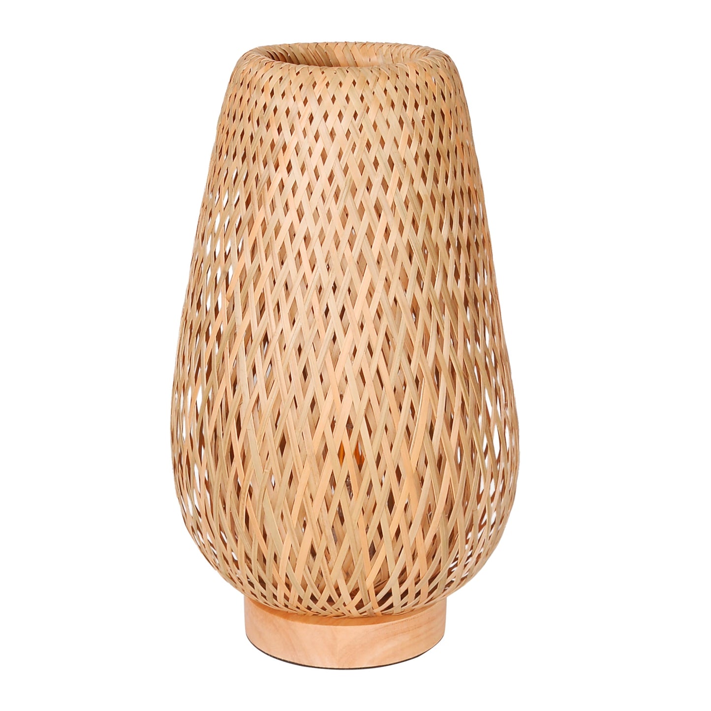 WALMHEIM Boho Bamboo Table Lamp, Dimmable Rustic Farmhouse Hand Wicker Desk Lamp Bedside Lamps Night Light Decorations for Bedroom, Living Room, Home Office, Nursery, Reading Nook (Bulb Included)
