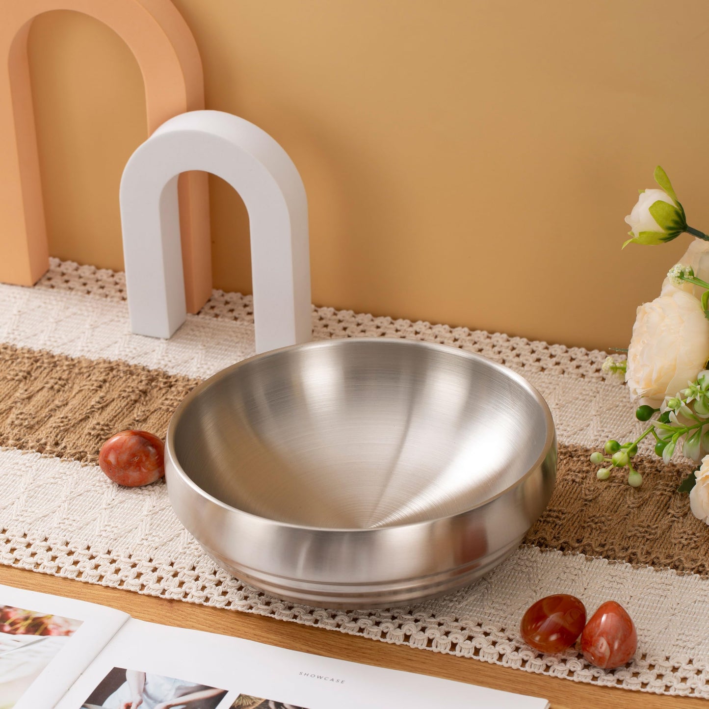 CM CHIC MONDAY 7.4 Inch Large Decorative Bowl for Entryway Table, Key Holder, Home Decor, Catch All (Silver)
