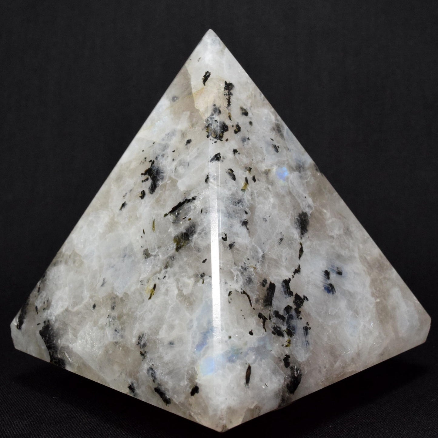 AWAKEN YOUR KUNDALINI Rainbow Moonstone Pyramid – 2 Inch Crystal, Pisces Birthstone, Crown Chakra